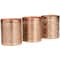 White Wax Campfire Scented Candle with Geometric Copper Containers, 3ct.